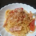 クックPW6UI1☆'s cooksnap of when they made トマトとベーコンの白だしパスタ.