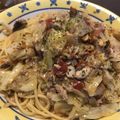 よっち☆♪'s cooksnap of when they made トマト缶＋さば缶＋キャベツの簡単パスタ.