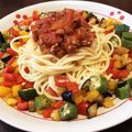serikaaaaa's cooksnap of when they made ”映える！夏野菜とそぼろの冷製パスタ”.