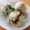 宮ちゃんママ's cooksnap of when they made 水菜と鮭のおにぎり (^o^)♪.