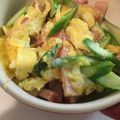 さばのよしこ's cooksnap of when they made アスパラ菜★ベーコンと卵の炒めもの♪.