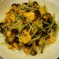 まりんら♪初心者's cooksnap of when they made 水菜×舞茸×卵　ごま油ピリ辛炒め.