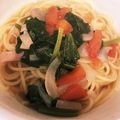 ゆこも○＊°'s cooksnap of when they made 旦那の好物！！トマトベーコンスープパスタ.