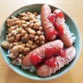 ayakaL7's cooksnap of when they made 納豆ウインナーケチャップご飯.