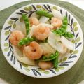 puniＫ's cooksnap of when they made 新玉ねぎと海老の塩麹炒め.