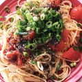 myumyuシンバ's cooksnap of when they made トマトとベーコンのごまぶっかけ素麺.