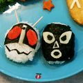 はるmaman's cooksnap of when they made 仮面ライダー1号とショッカーのキャラ弁❤.