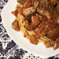 kiku25's cooksnap of when they made 鯖＠サバ缶とナスのトマト ソース パスタ.