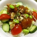 Y✿えくぼ飯's cooksnap of when they made ミートボールと胡瓜とトマトの丼.