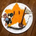 4男1女のmama's cooksnap of when they made 誕生日ケーキ～チョコプレート～マリオ.