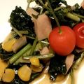 記念樹's cooksnap of when they made ベーコンとモロヘイヤの炒め物.
