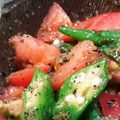 nicosimple's cooksnap of when they made 即席！オクラとミニトマトのゴマ酢和え.