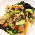 クックE662AA☆'s cooksnap of when they made 豚肉とチンゲンサイとピーマンの中華炒め丼.