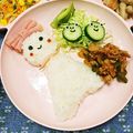 mutsu＊'s cooksnap of when they made キャラ弁☆てるてる坊主にかわいいリボン.