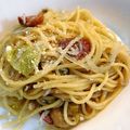 mmmmmmmegu's cooksnap of when they made ブロックベーコンの和風おつまみパスタ☆.
