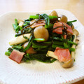 runa10's cooksnap of when they made ●●ほうれん草とベーコンときのこ●●.