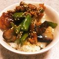 パンダcoぱんだ's cooksnap of when they made 簡単!豚バラとナスとピーマンのピリ甘辛丼.