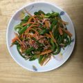 書セラピスト流香's cooksnap of when they made 簡単!ベーコンとピーマン人参炒め.