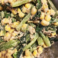 モチ好き過ぎて♪♪'s cooksnap of when they made 小松菜のカレーマヨ和え.