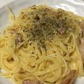 青菜にしおしお's cooksnap of when they made 牛乳不要！全卵 ローマ風カルボナーラ.