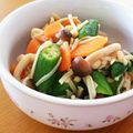 3yury's cooksnap of when they made オクラとしめじと人参の麺つゆ和え.