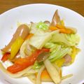 yuhuoba's cooksnap of when they made ウインナーと春キャベツの野菜炒め.