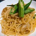 ゆるмαмα's cooksnap of when they made 鶏皮とオクラのパスタ.