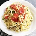 MEGU☆M's cooksnap of when they made トマトとオクラのペペロンチーノ冷製パスタ.