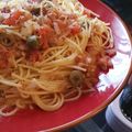 URM777's cooksnap of when they made トマトとツナとオリーブのパスタ.