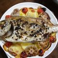 ゆりYO船長's cooksnap of when they made 鯛とポテトのローズマリー焼き.
