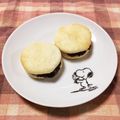 ゆにこーん☆'s cooksnap of when they made ソフトサラダ煎餅のあんこサンド☆揚最中風.