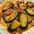 JathMinty's cooksnap of when they made 簡単！なすとウィンナー☆めんつゆパスタ.