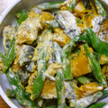 arukiseki's cooksnap of when they made かぼちゃといんげんのごま和え.