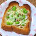nosso's cooksnap of when they made 枝豆とオニオンツナチーズトースト♡.