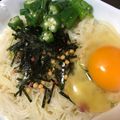 yurippii's cooksnap of when they made お茶漬けのもとで♡冷たい釜玉そうめん.