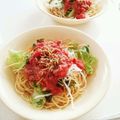 LunaJuno's cooksnap of when they made トマトとマッシュルームとツナの冷製パスタ.