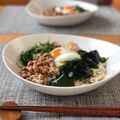 poorider's cooksnap of when they made 稲庭うどんのわかめ納豆ぶっかけ.