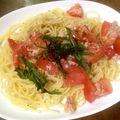 saoringoma's cooksnap of when they made ツナと塩麹トマトの冷製パスタ.
