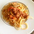 ステーキ2枚's cooksnap of when they made 余ったそぼろでボロネーゼ風スパゲティ.
