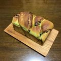 hi1188's cooksnap of when they made 粒あん抹茶三つ編みあん食パン（HB生地）.