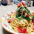 f_misal's cooksnap of when they made 水菜とトマトのポンマヨおろしパスタ.