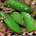 mico0708's cooksnap of when they made スナップエンドウと牛肉の焼き肉のタレ炒め.