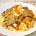 mmameco's cooksnap of when they made キャベツと鶏レバーのスパイシー炒め.