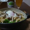 ダイナマイト漆黒's cooksnap of when they made ★温泉卵入り水菜＆きのこ＆油揚げサラダ★.