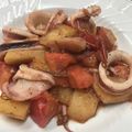 みつばちさきちゃん's cooksnap of when they made イカとジャガイモとトマトのガーリック炒め.