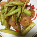 クック9P6O5D☆'s cooksnap of when they made 簡単おつまみ！エビとアスパラ炒め.