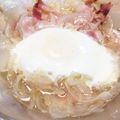 クックHXJ41O☆'s cooksnap of when they made ベーコンと新玉ねぎと卵のレンジ蒸し.