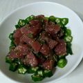 千絵猫's cooksnap of when they made 簡単おつまみ★マグロとオクラの塩ユッケ.
