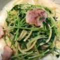 どるりん's cooksnap of when they made 豆苗とベーコンのクリームパスタ.