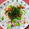 ＊れいぴん＊'s cooksnap of when they made ✴︎枝豆入り焼き鮭の親子寿司♡大葉散らし.